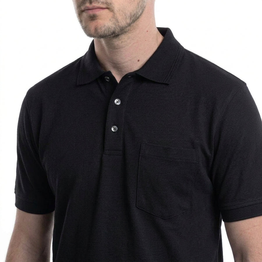 Polera Hombre Pique Lisa Negro