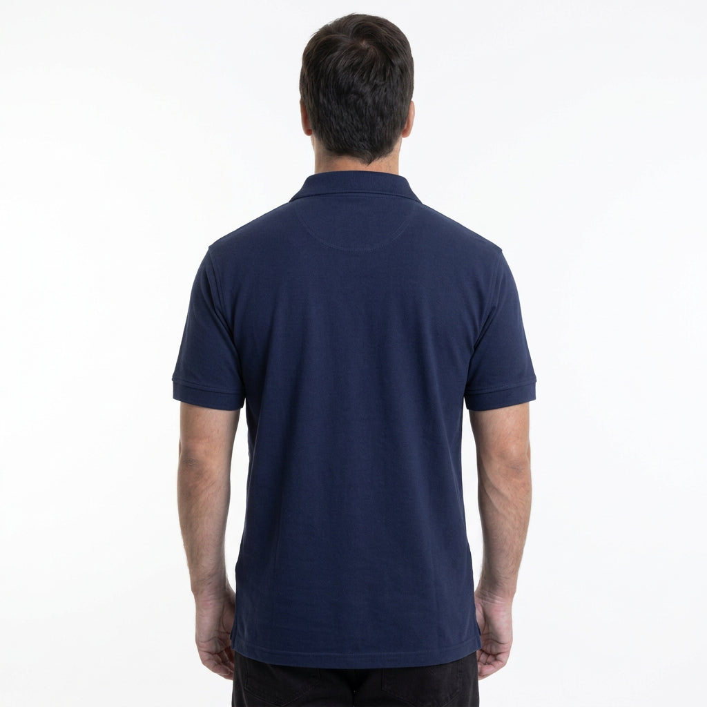 Polera Hombre Pique Lisa Azul Marino