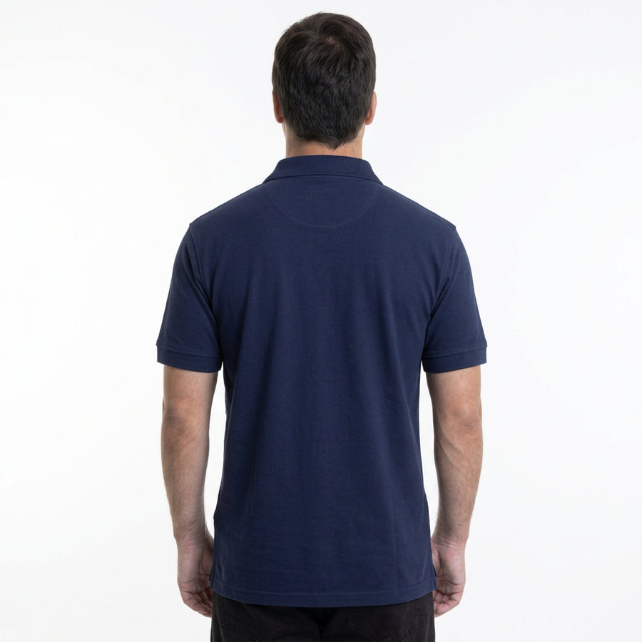 Polera Hombre Pique Lisa Azul Marino