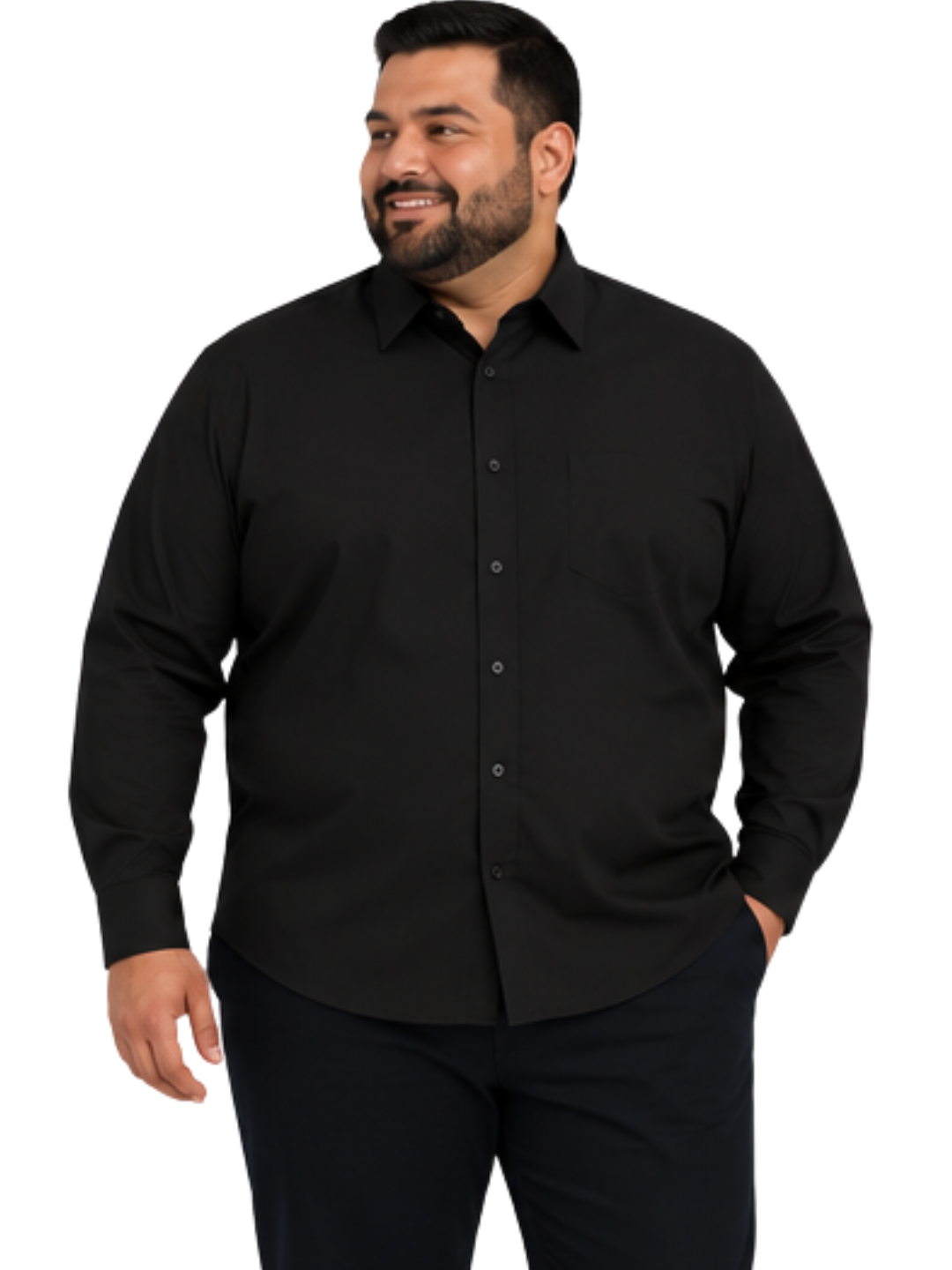 Camisa Hombre Reactive Negra Sin Bolsillo