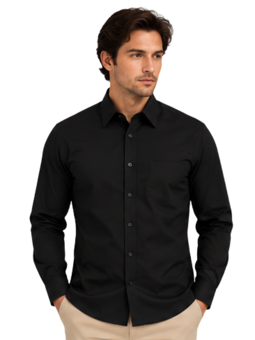 Camisa Hombre Reactive Negra Sin Bolsillo