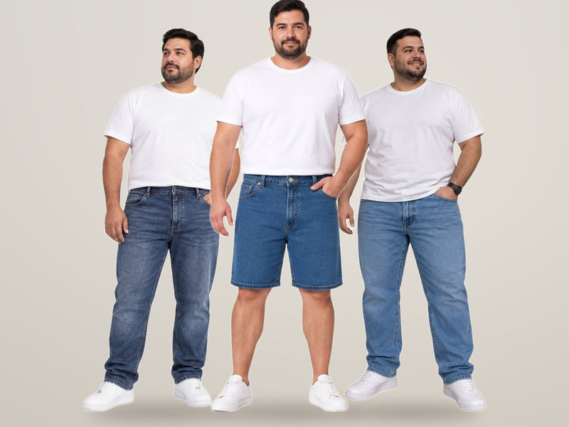 Modelos de talla grande con jeans y bermuda denim Sensez