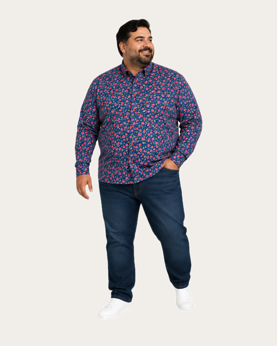 Camisa Hombre Diseño Flower Manga Larga Slim Fit · foto 1