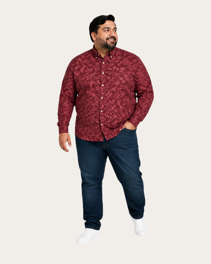 Camisa Hombre Diseño Roja Manga Larga Slim Fit · foto 1