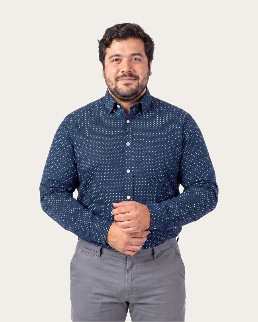 Camisa Hombre Fantasia Diseño Azul Marino · foto 1