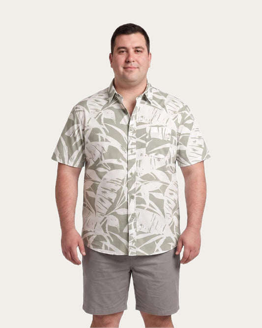 Camisa Hombre Guayabera Manga Corta Diseño Verde Claro
