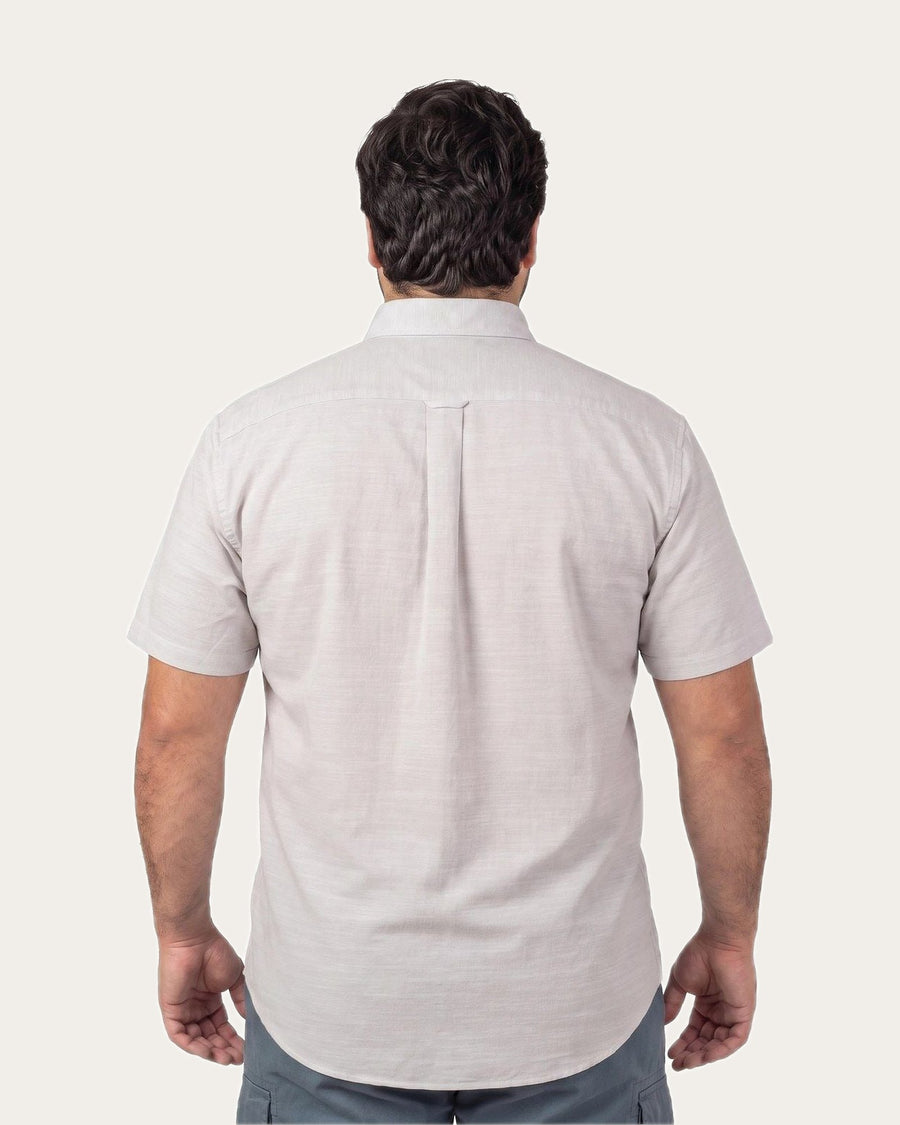 Camisa Hombre Look Lino Manga Corta Beige Claro · foto 2