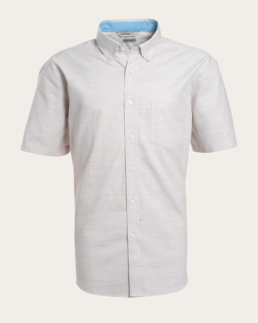 Camisa Hombre Look Lino Manga Corta Beige Claro · foto 3