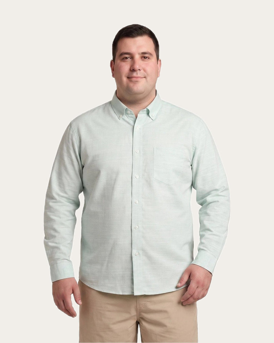 Camisa Hombre Look Lino  Manga Larga Verde Agua · foto 1
