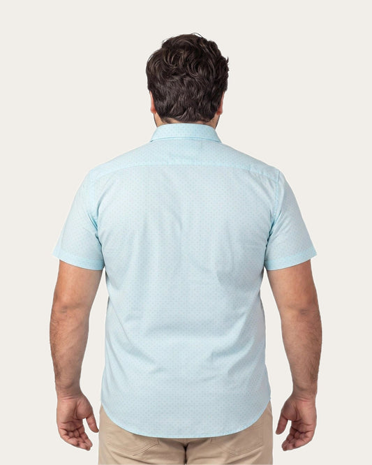 Camisa Hombre Manga Corta Celeste con Diseño KT