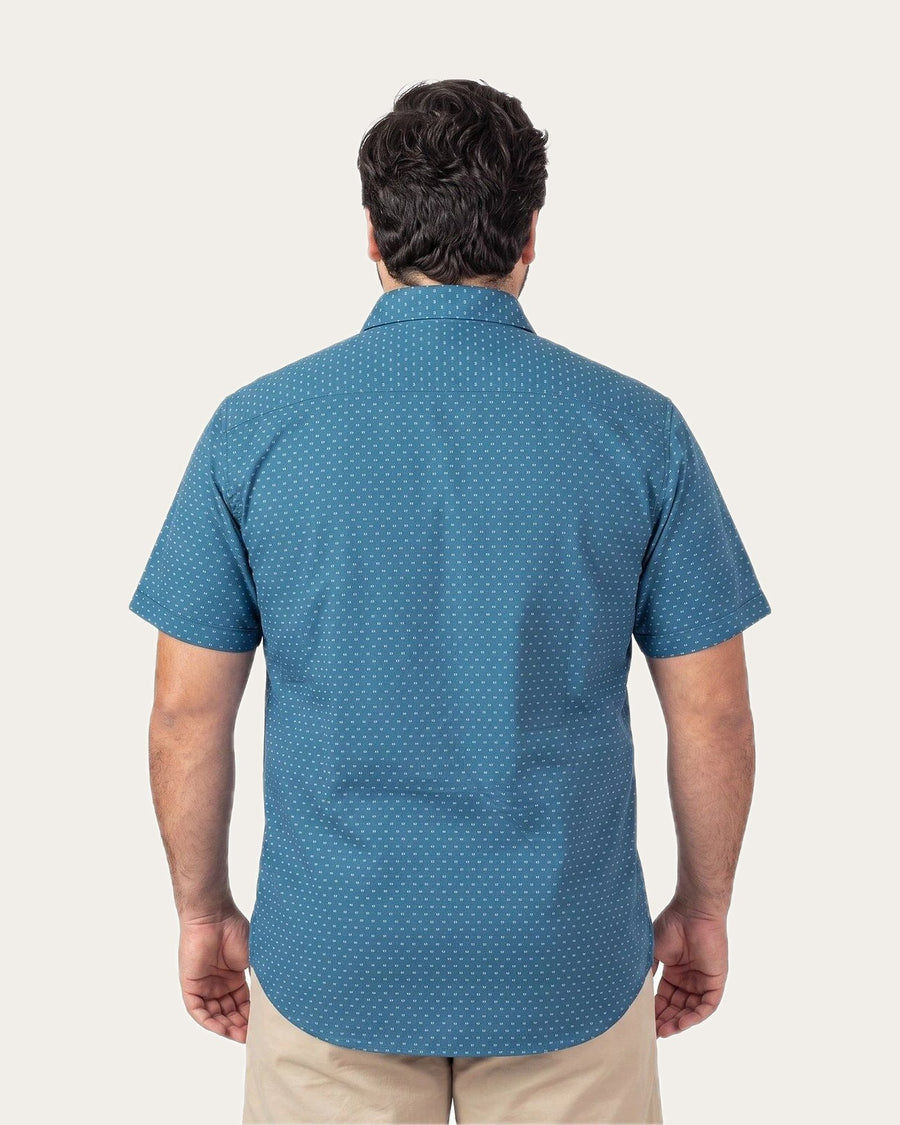 Camisa Hombre Manga Corta Dobby Sport Diseño Azul · foto 2