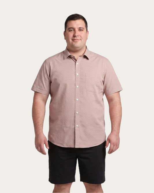 Camisa Hombre Manga Corta Dobby Sport Diseño Rosado
